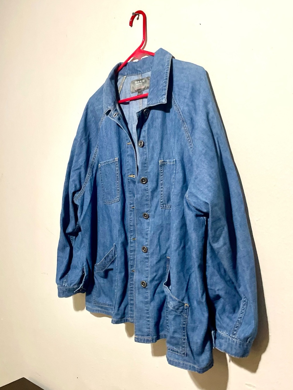 Torrid Denim Raglan Chore Jacket Women's Size 1 (XL) Lightweight Button Front - Picture 3 of 6